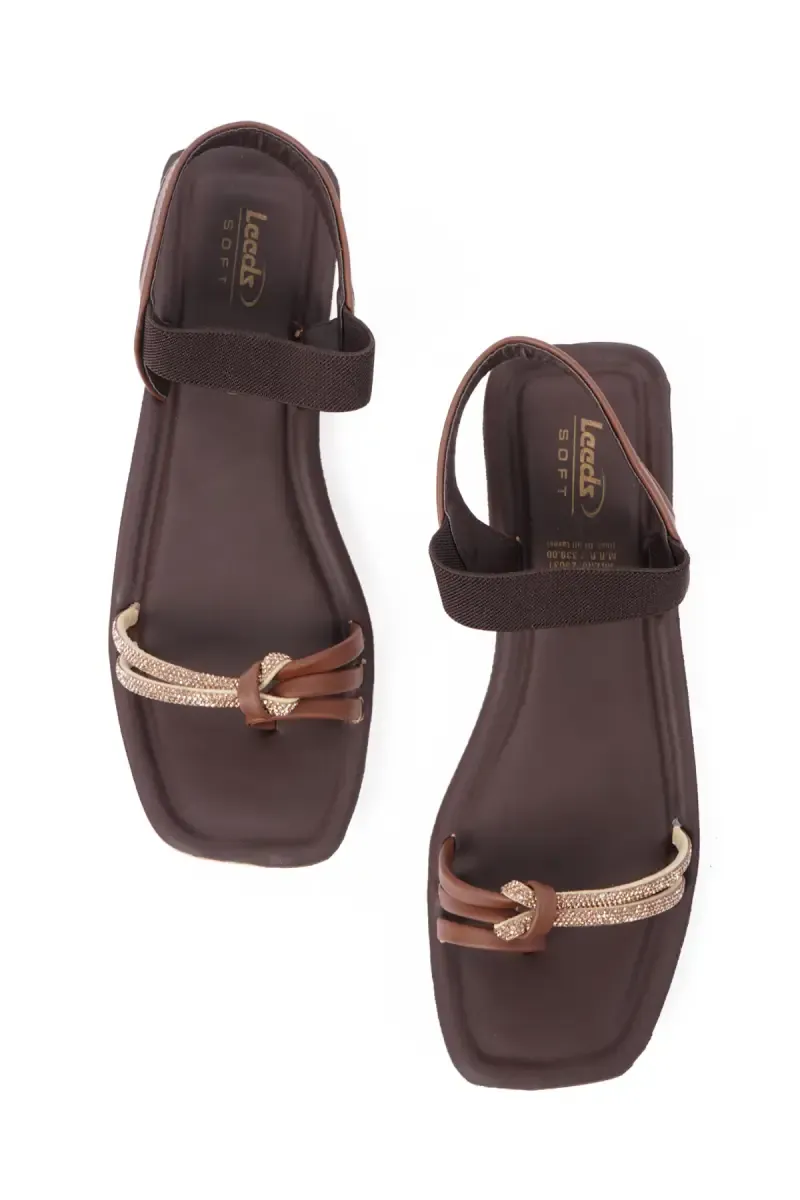 Women's Fashion Sandals with Elastic Backstrap & Embellished 0342768BRO2