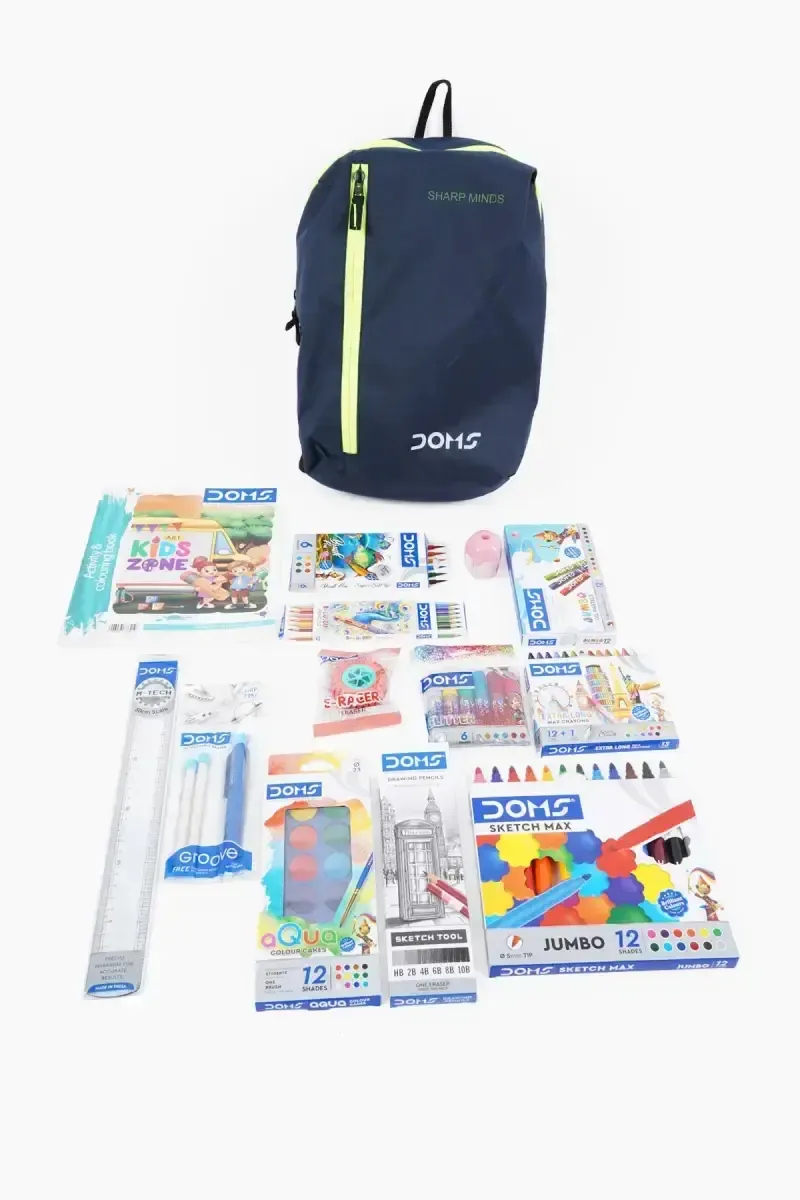 Doms Art Gear Kit with Bag (Navy Blue & Yellow)