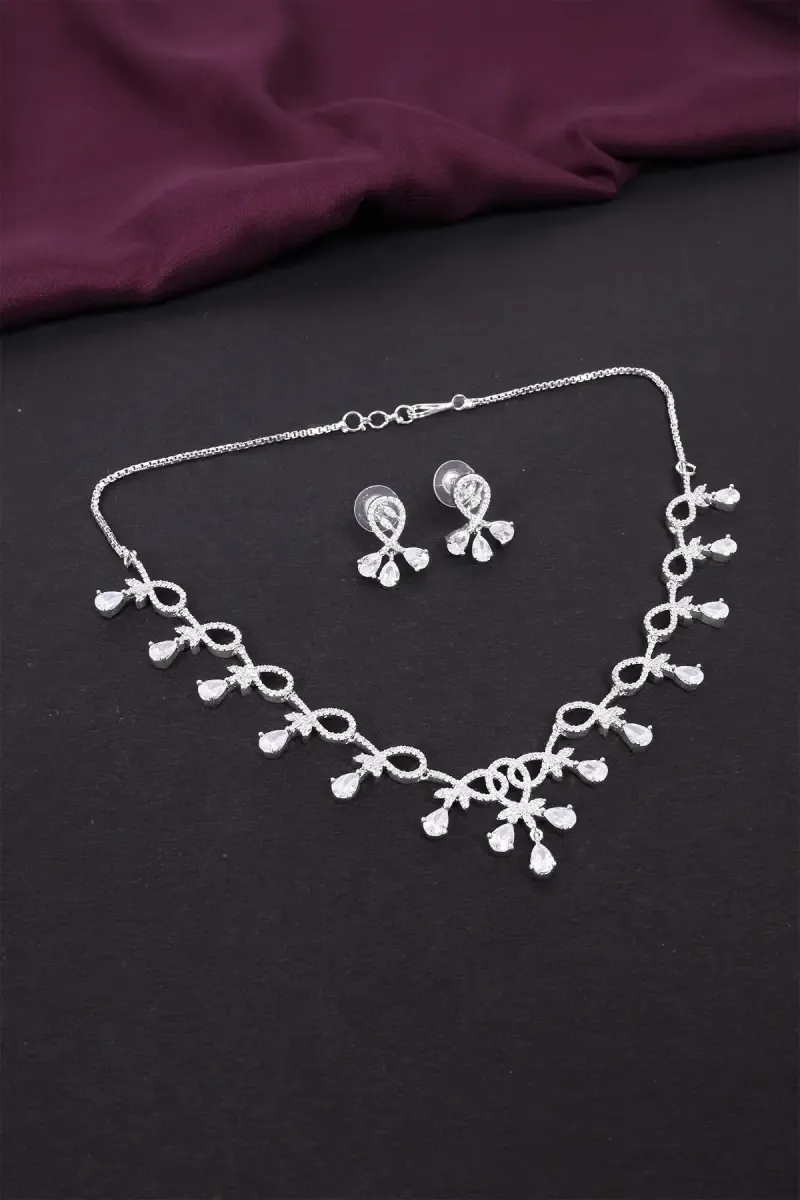 Teardrop AD Necklace Set with Earrings for Women