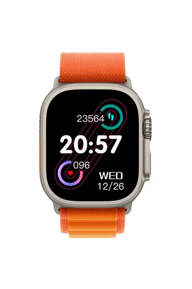 Nu Republic Creed Ultra 2.0" Smartwatch with HD Display, BT Calling, IP67, Health Monitor & AI Voice Assistant (Silver & Orange)