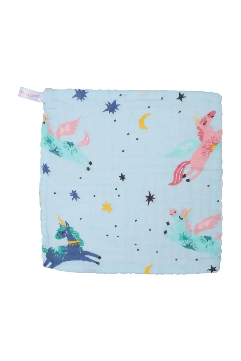 Muslin Layered Hanky / Wash Cloth for Babies - Light Blue