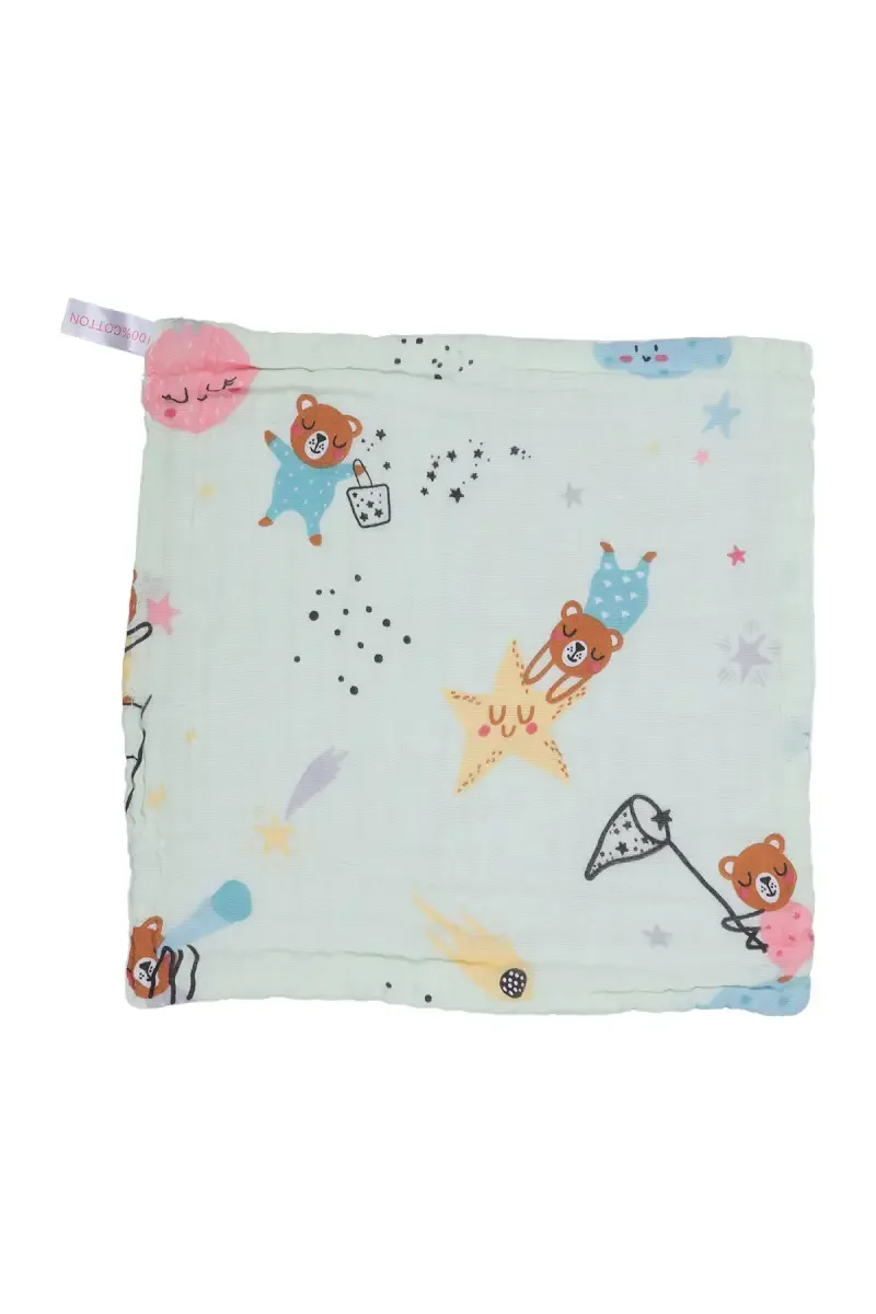 Muslin Layered Hanky / Wash Cloth for Babies - Light Green