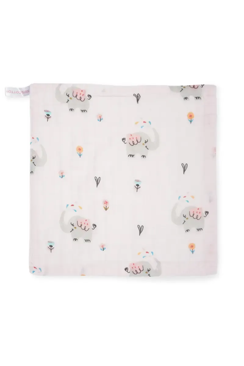 Muslin Layered Hanky / Wash Cloth for Babies - Baby Pink