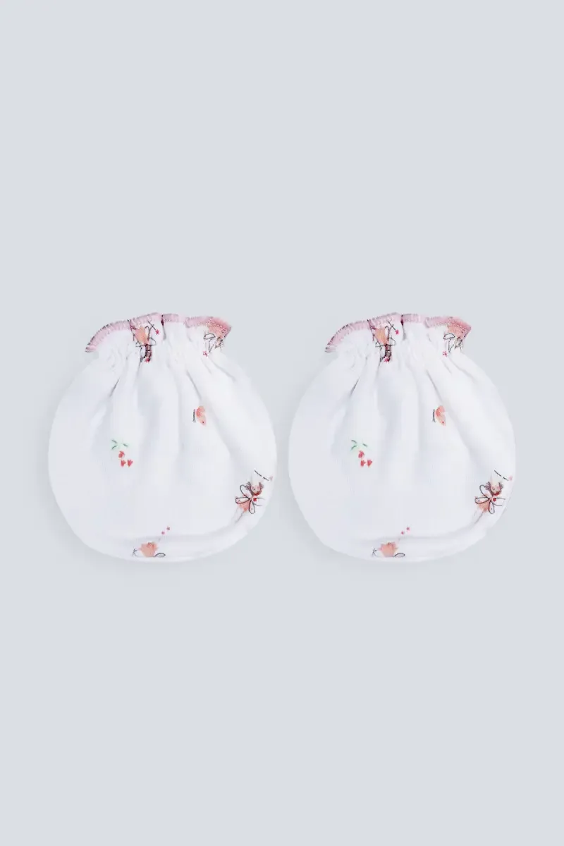 Cotton Mittens for Babies - White