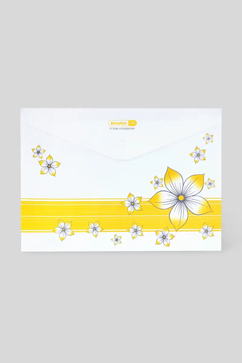Floral Printed File Folder (Snap Closure & FC Size) - Yellow