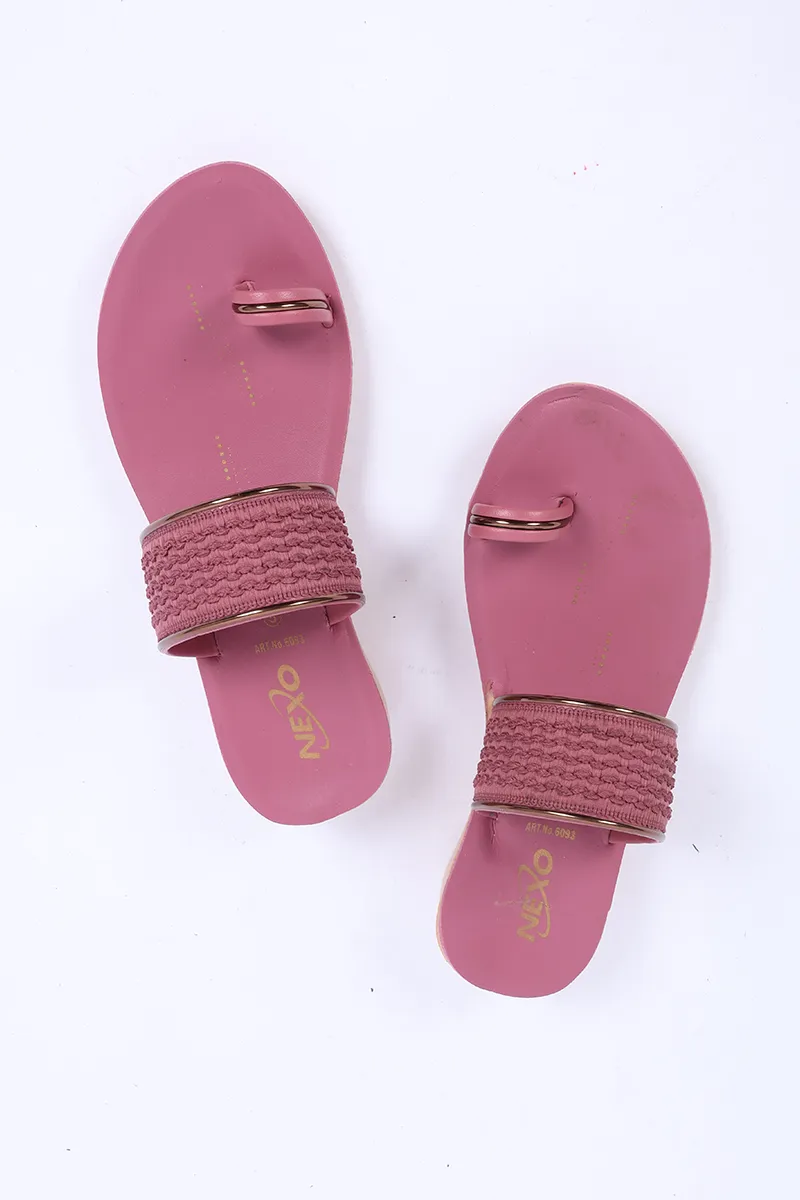 Slip-On Toe Ring Slippers for Women 0356107PEA