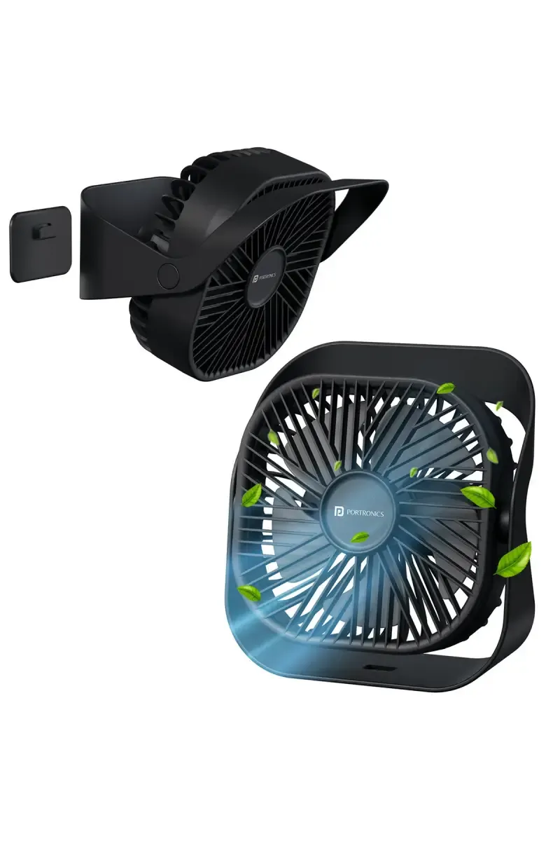 Portronics CoolCube Mini Brushless Motor Portable Desktop Fan (Black)