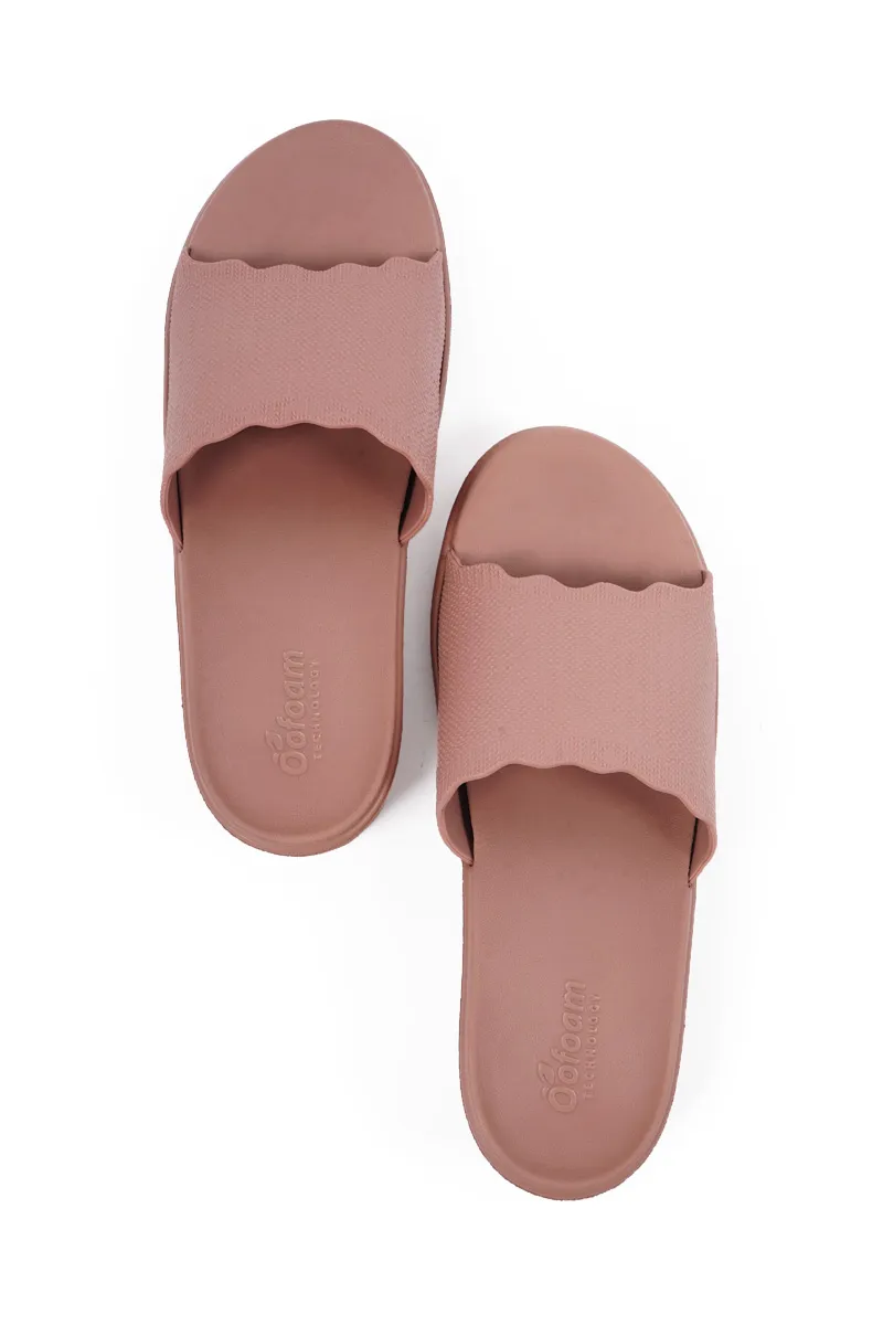 Slip-On Slides with Scalloped Strap for Women