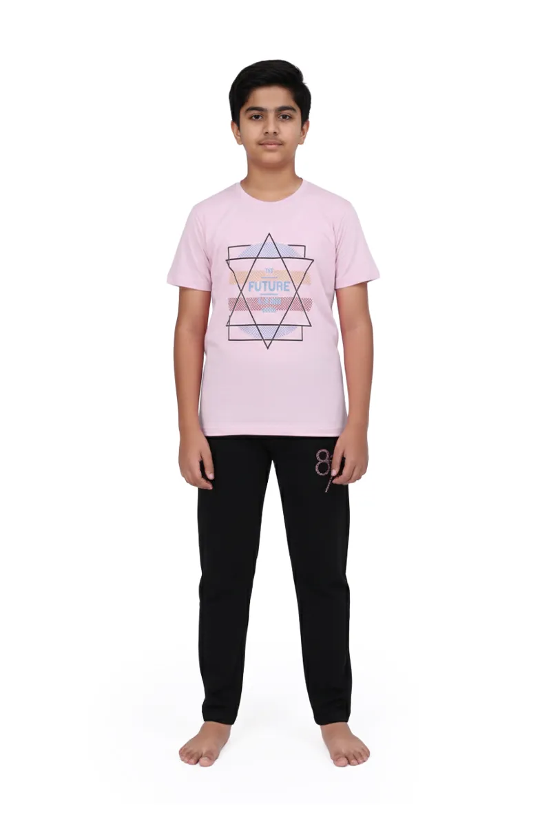 Boy's Cotton Printed T-Shirt with Pant Set - Multicolor 036486MUL910YEA