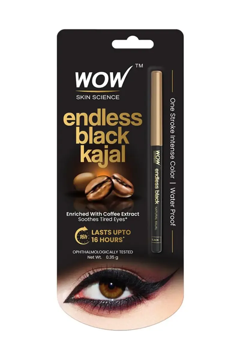 Wow Endless Black Natural Kajal - 0.35g (Pack of 1)