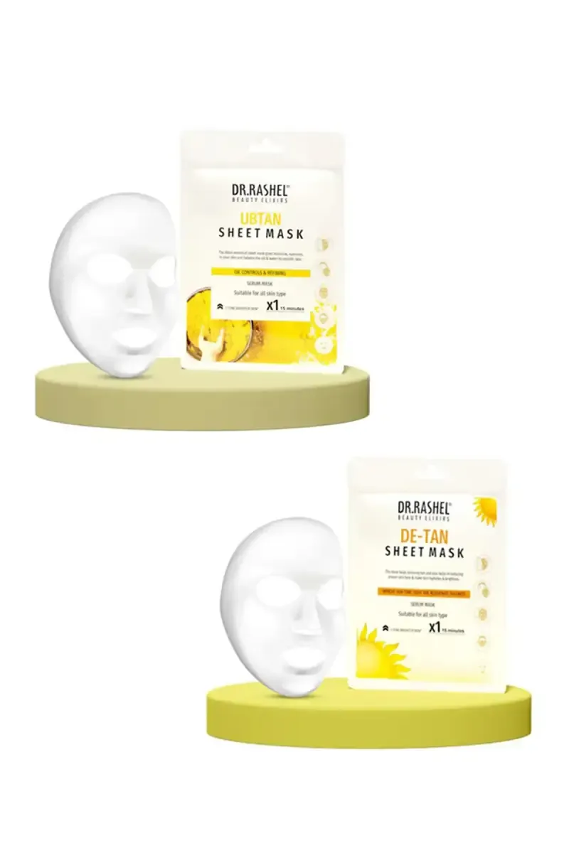 Dr. Rashel Ubtan + De-Tan Sheet  Mask with Serum (20g) - Combo Of 2 