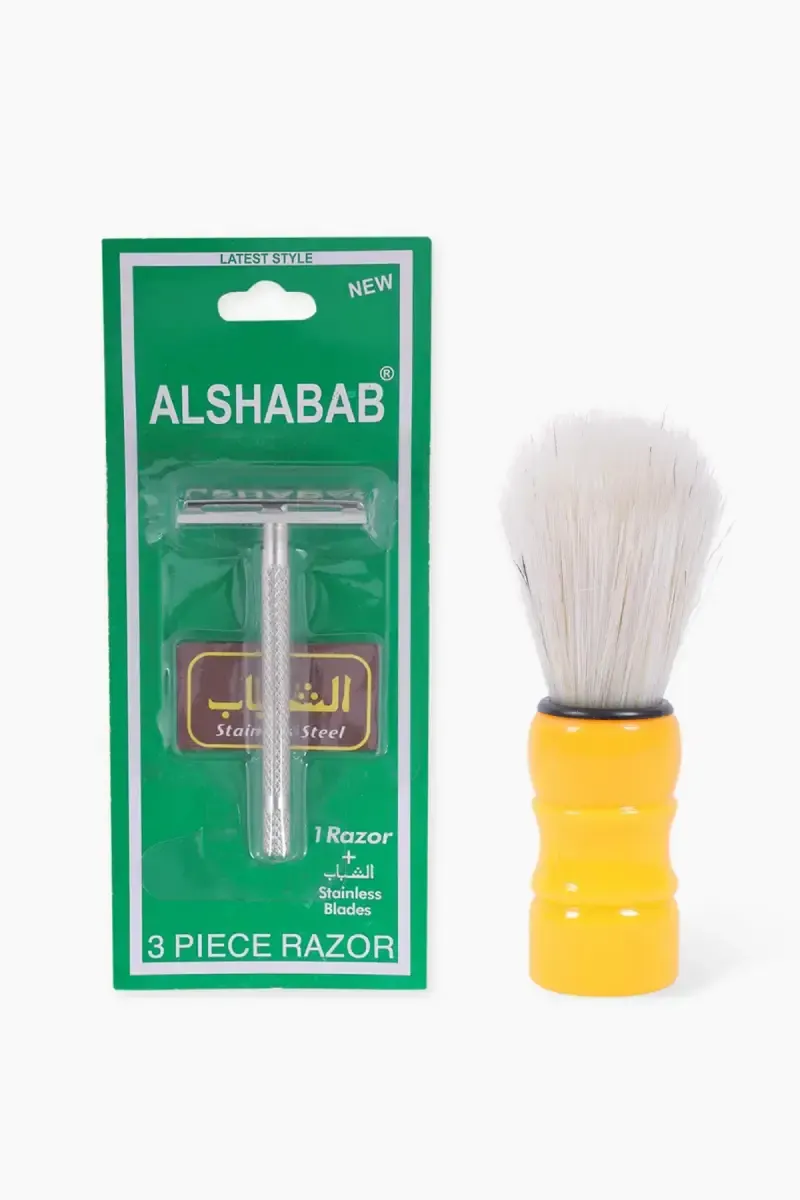 Stainless Steel Shaving Razor + Shaving Brush - Combo Of 2
