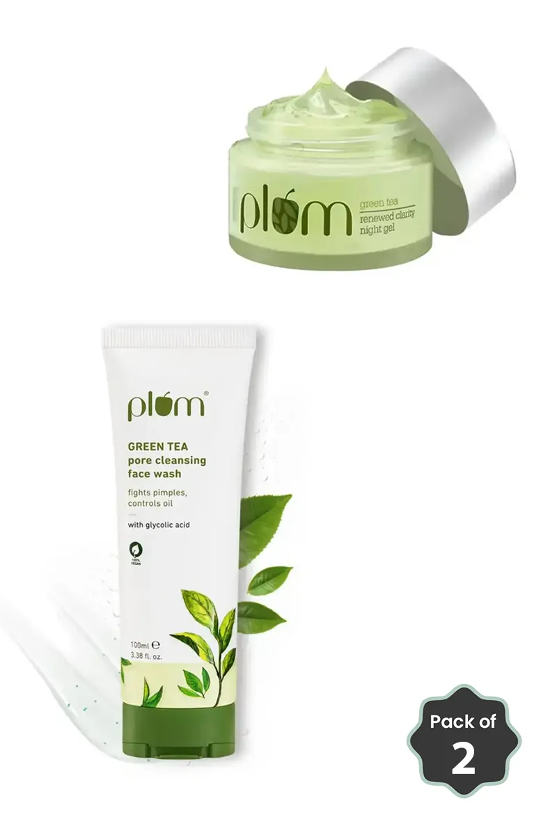 Plum Green Tea Clear Skin Combo (Face Wash + Night Gel)