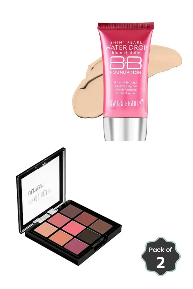 Swiss Beauty BB Foundation & Eyeshadow Palette Combo (Shade 04 & Shade 6) 