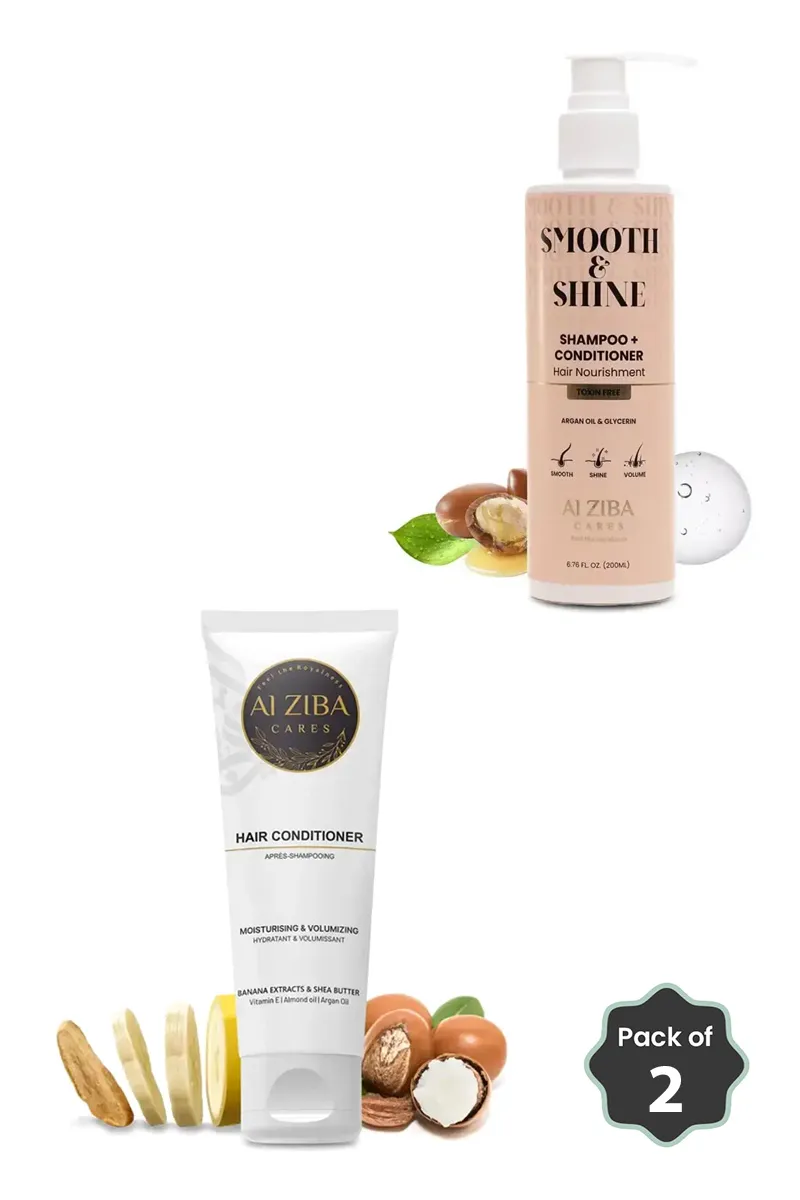 Al Ziba Smooth & Shine Hair Nourishment Shampoo & Banana Shea Butter Conditioner Combo 2