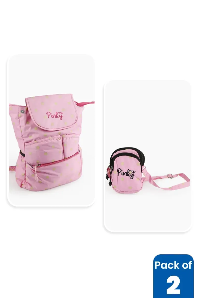 Printed Backpack & Mini Sling Bag Combo for Girls