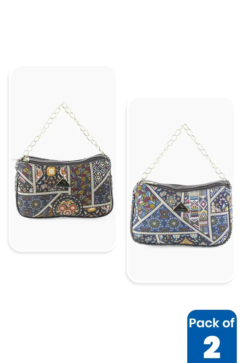 Printed Chain Strap Sling Bags for Women & Girls - Pack of 2 BGCOMBO00047MUL
