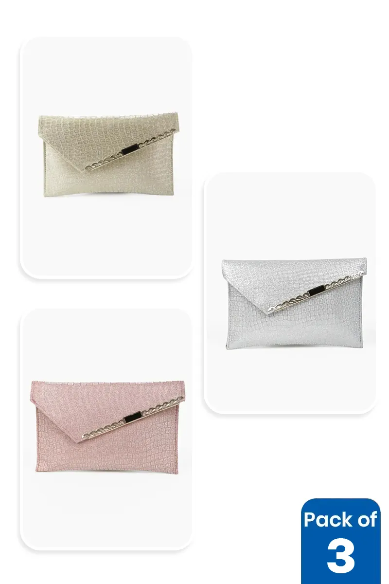Pack of 3 Shimmery Party Sling Bags for Women & Girls BGCOMBO00056MUL