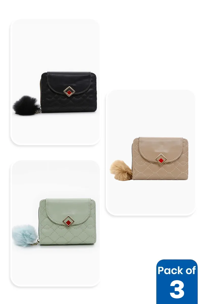 Pack of 3 Bi-Fold Wallet for Women BGCOMBO00078MUL