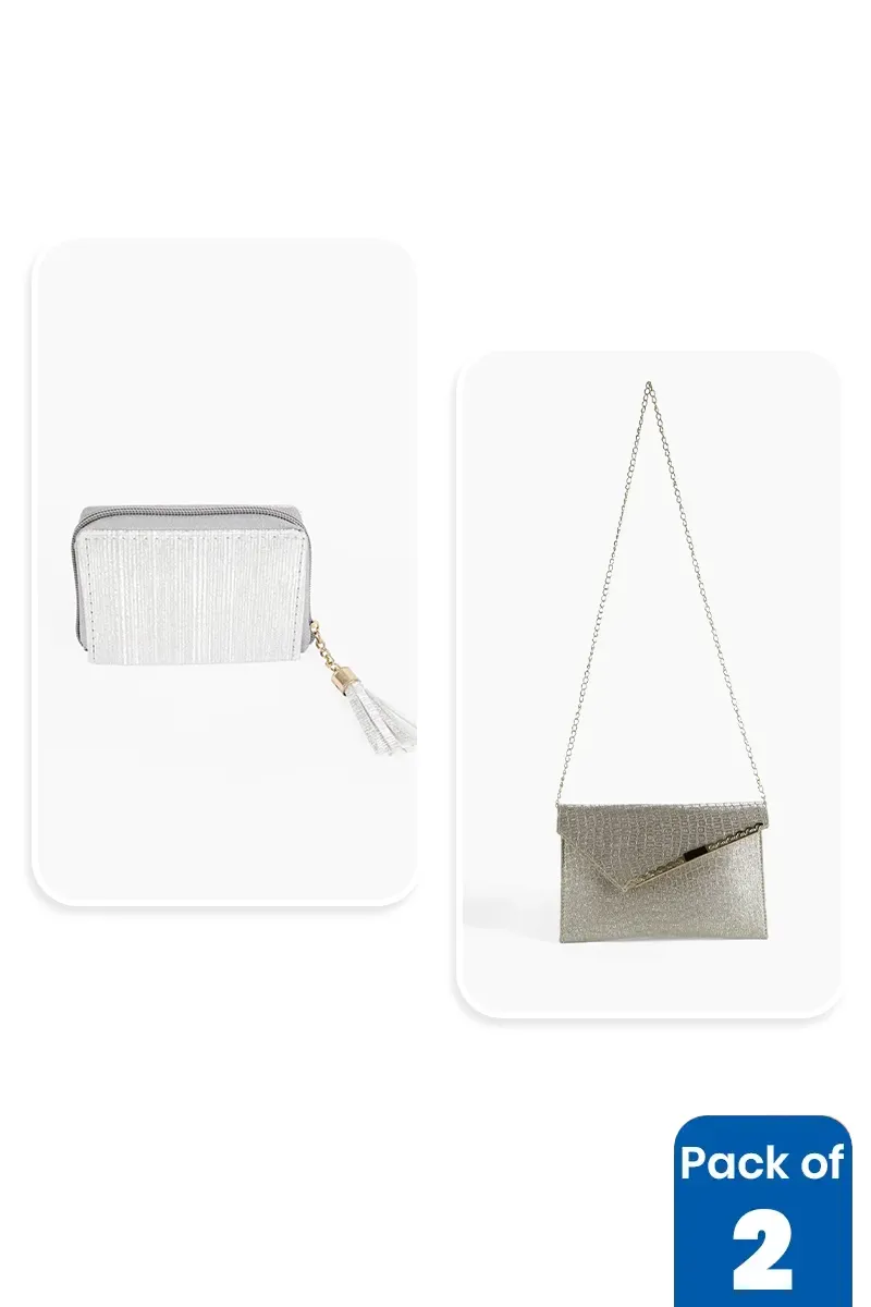 Partywear Shimmery Sling Bag & Wallet Combo for Women BGCOMBO00079MUL