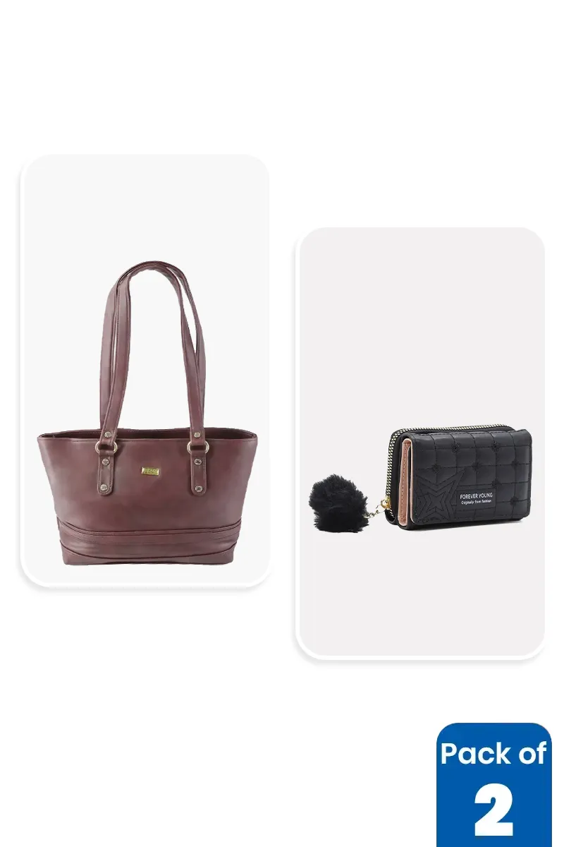 Hand Bag & Bi-Fold Purse Combo for Women