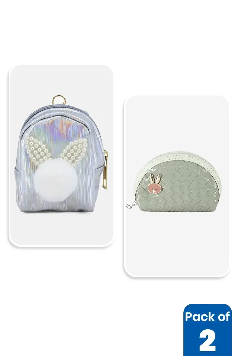 Cute Bunny & Woven Design Purse Combo for Girls BGCOMBO00122MUL