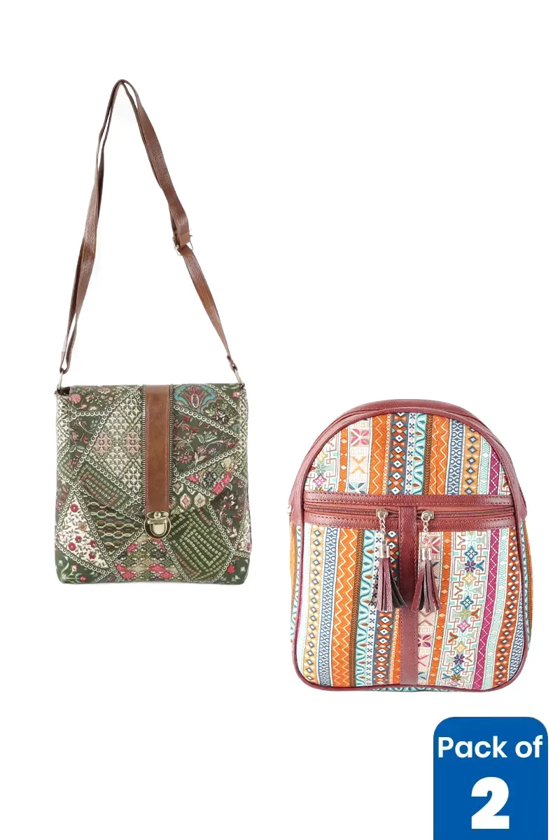 Sling Bag & Casual Backpack Combo for Women - Pack of 2