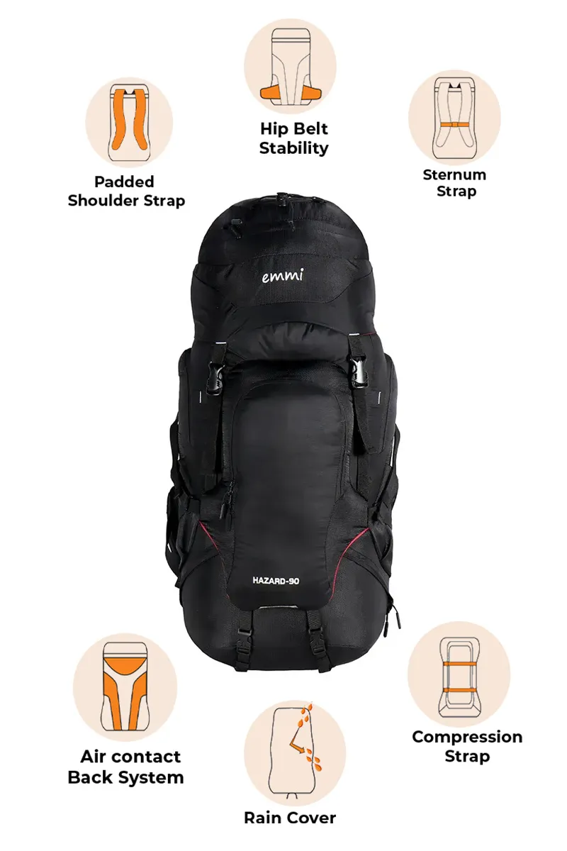 Hazard 90 L Rucksack With Rain Cover