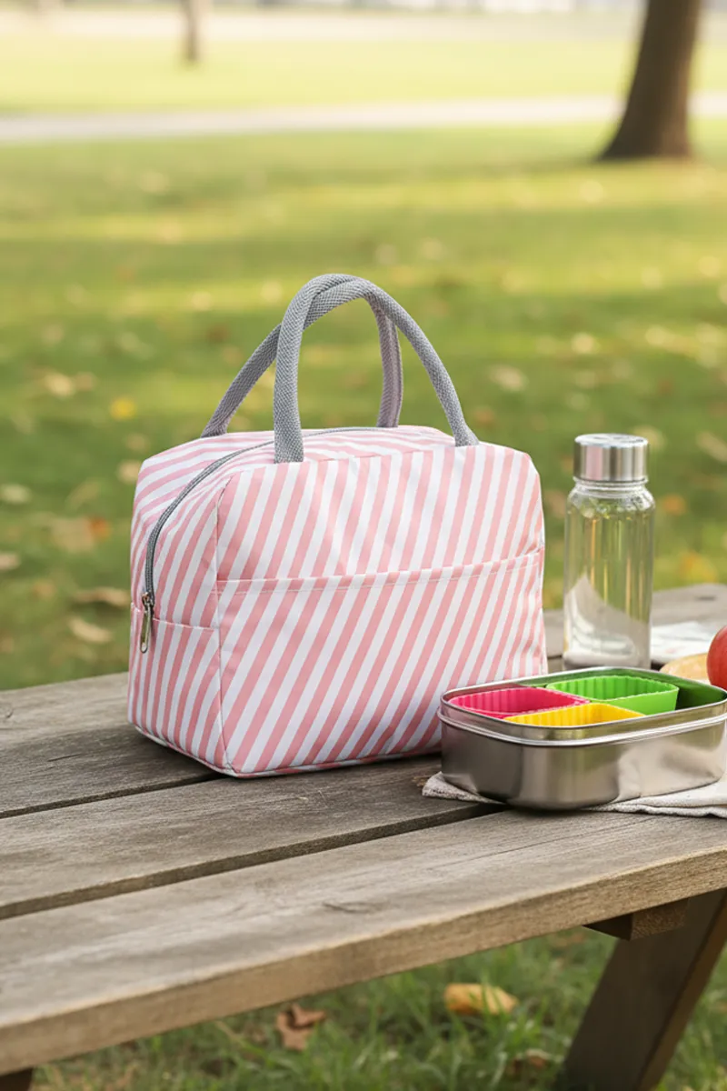 Sriped Print Insulated Lunch Bag for Kids BGL000015PEA