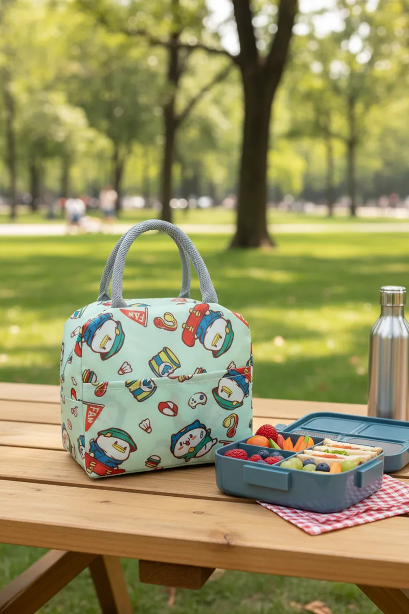Cartoon Print Insulated Lunch Bag for Kids BGL000034GRE