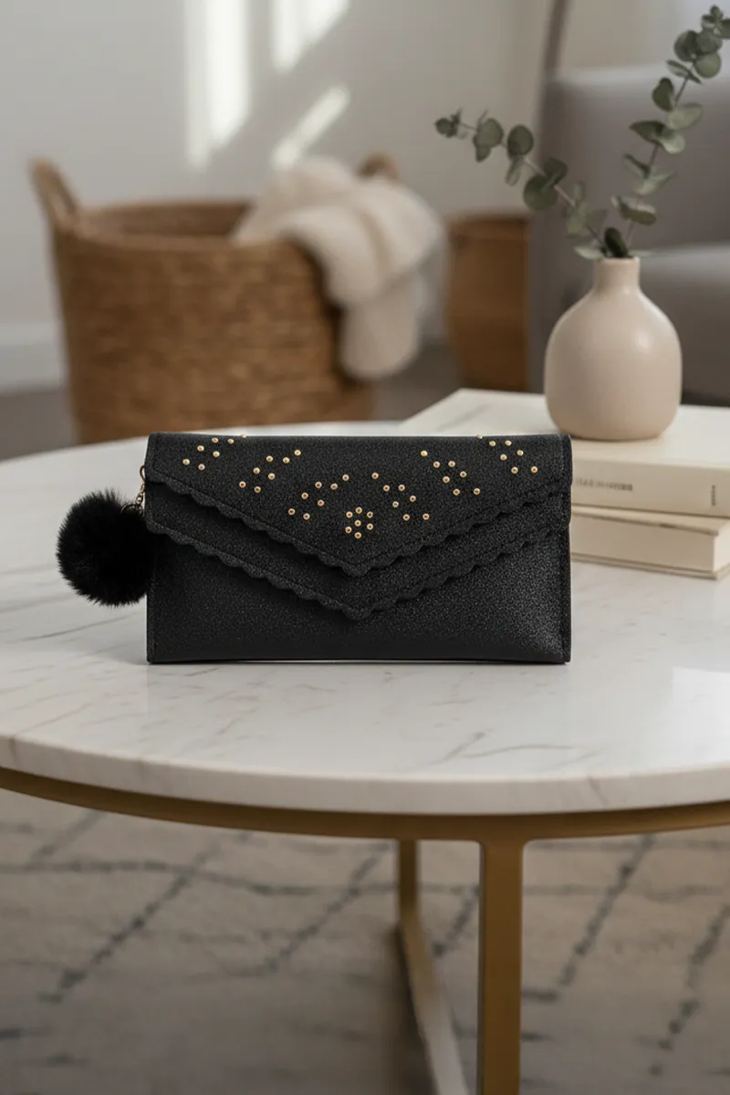 Stylish Decorative Beads Wallet for Womens & Girls  BGP000006BLA