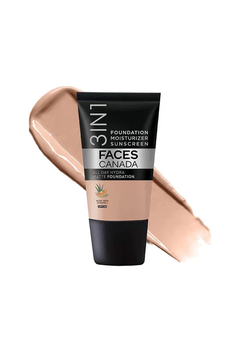 Faces Canada 3 In 1 All Day Hydra Matte Foundation - Warm Natural (18ml) 