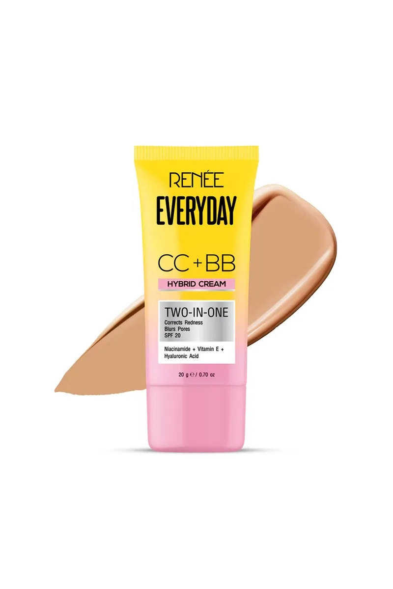 Renee Everyday CC + BB Hybrid Cream With SPF 20 For Even Skin Tone - 20ml (Almond Creme)