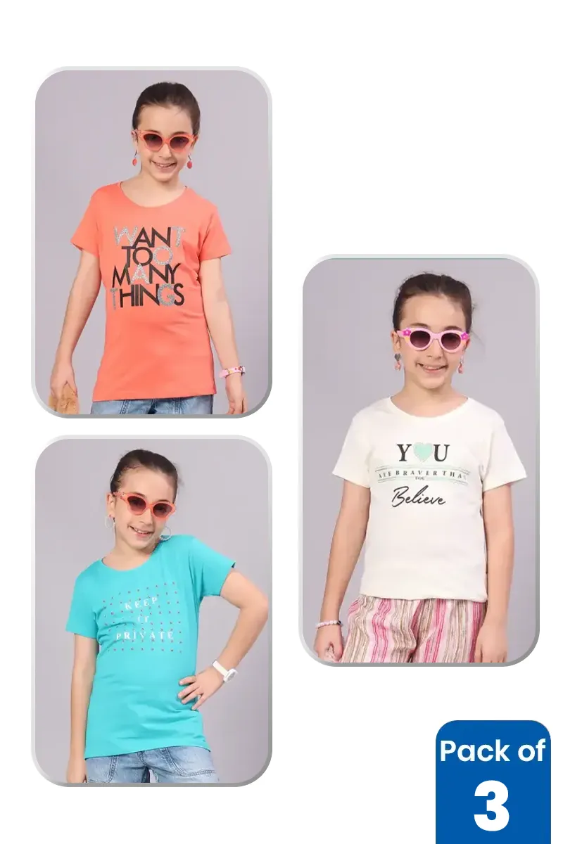 Pack of 3 T-shirts for Girls