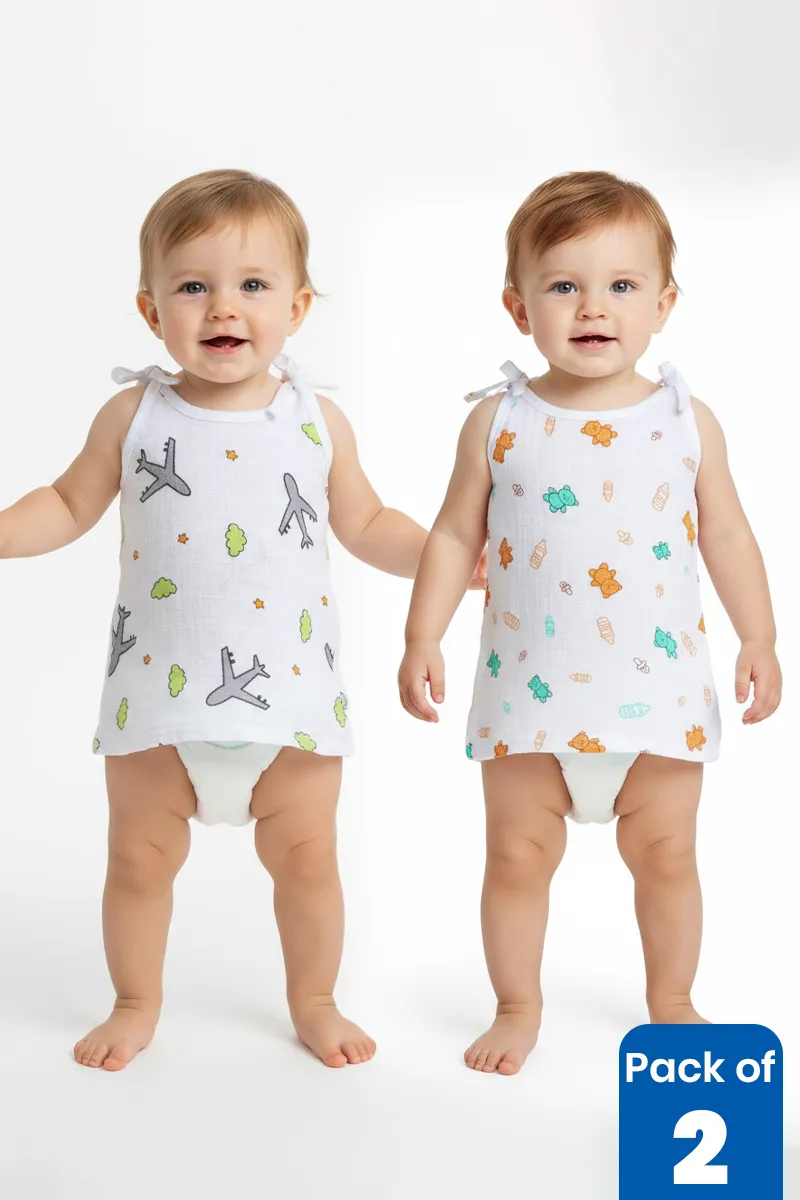 Pack of 2 Muslin Jhablas for Babies CBCLJB12WHI69MO