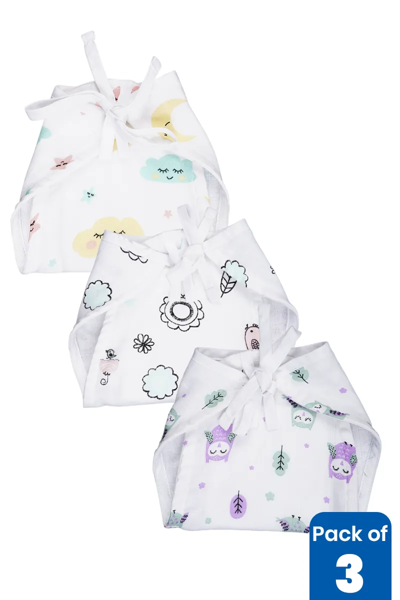 Pack of 3 Muslin Nappies for Babies