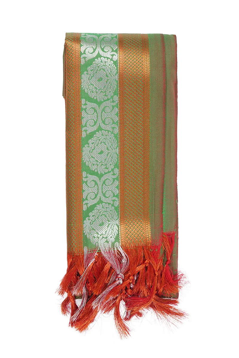 Zari Silk Woven Design Shawl (Ponnadai) with Tassels 