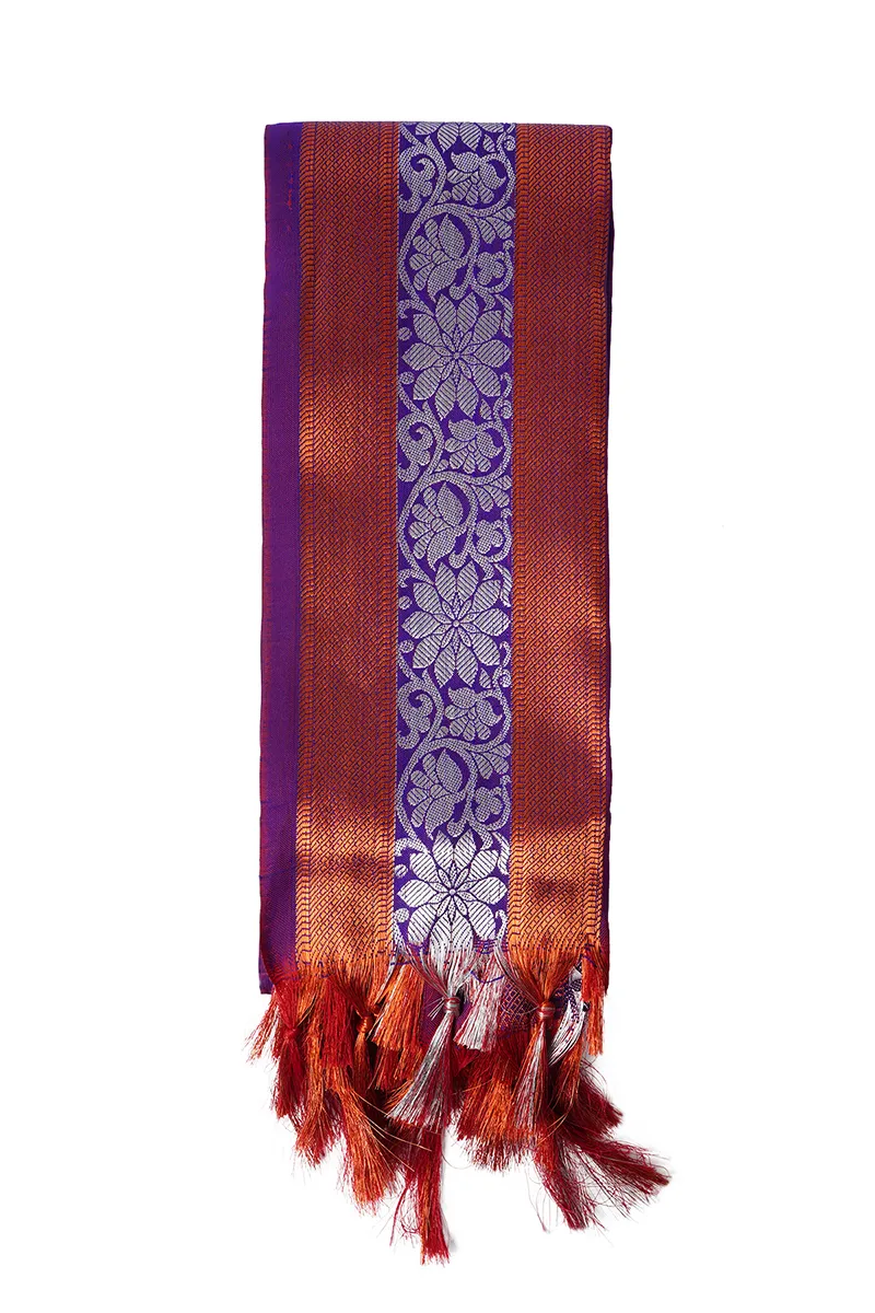 Zari Silk Woven Design Shawl with Tassels CLACC0002PUR