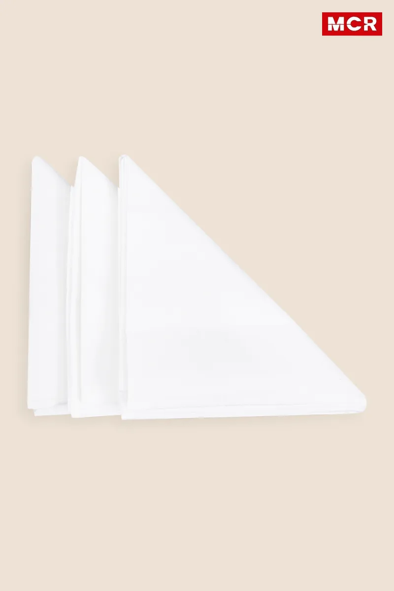 Cotton Solid Handkerchiefs (Pack of 3) CLACC04WHIONESI