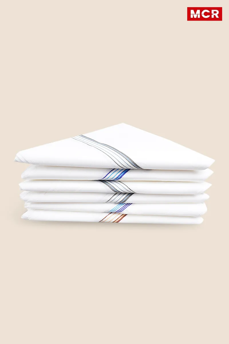 Cotton Solid Handkerchiefs (Pack of 6) CLACC05WHIONESI