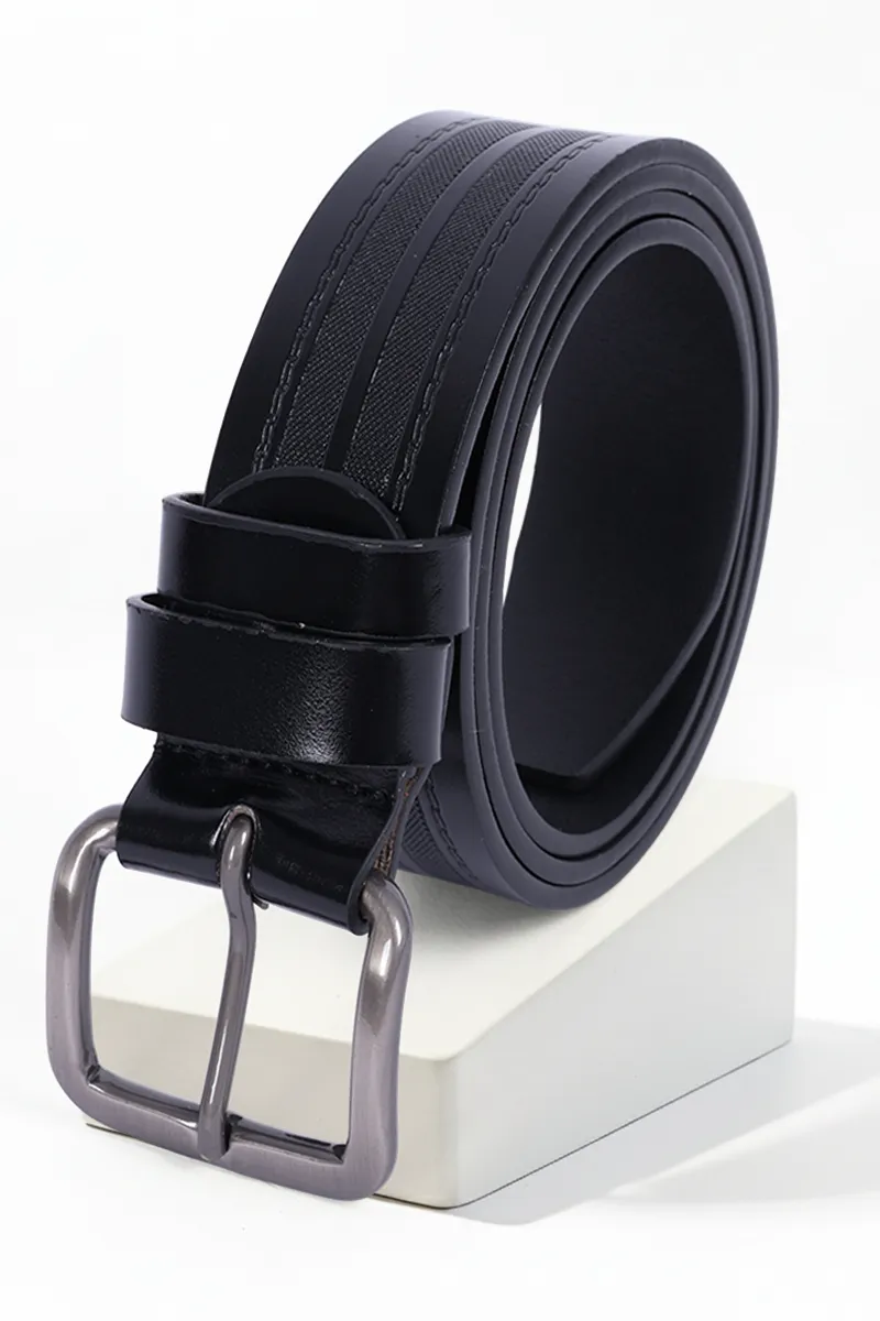 Men's PU Textured Casual Belt CLACC24BLA3034