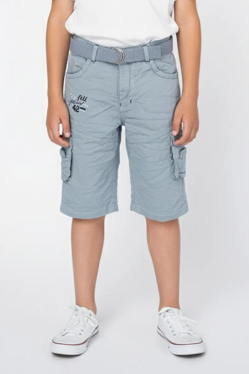 Boy's Cotton Blend Solid Regular Fit Capri Shorts - Blue