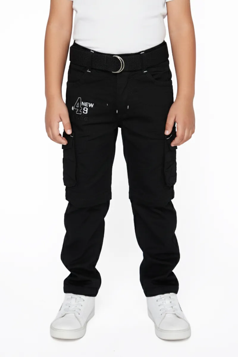 Boy's Cotton Blend Regular Fit 2 in 1 Capri Pant/Shorts - Black CLBCP001BLA56YR