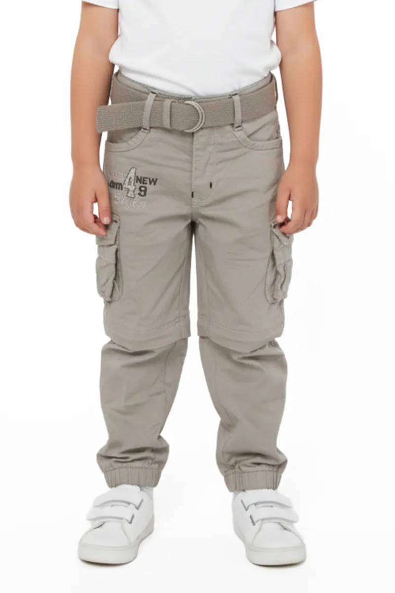 Boy's Cotton Blend Regular Fit 2 in 1 Capri Pant/Shorts - Grey CLBCP001GRE56YR