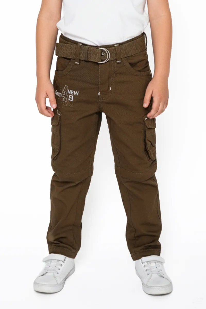 Boy's Cotton Blend Regular Fit 2 in 1 Capri Pant/Shorts - Khaki CLBCP001KHA56YR