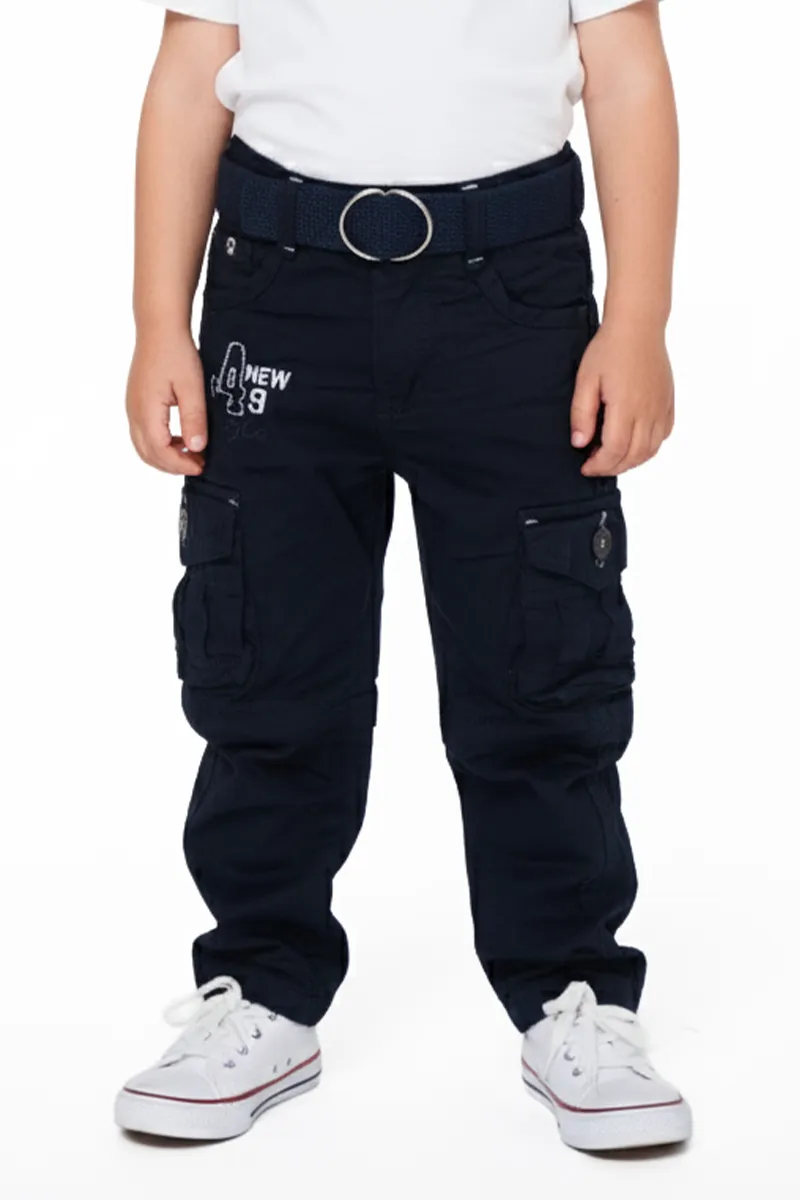 Boy's Cotton Blend Regular Fit 2 in 1 Capri Pant/Shorts - Navy Blue CLBCP001NAVBLU56YR
