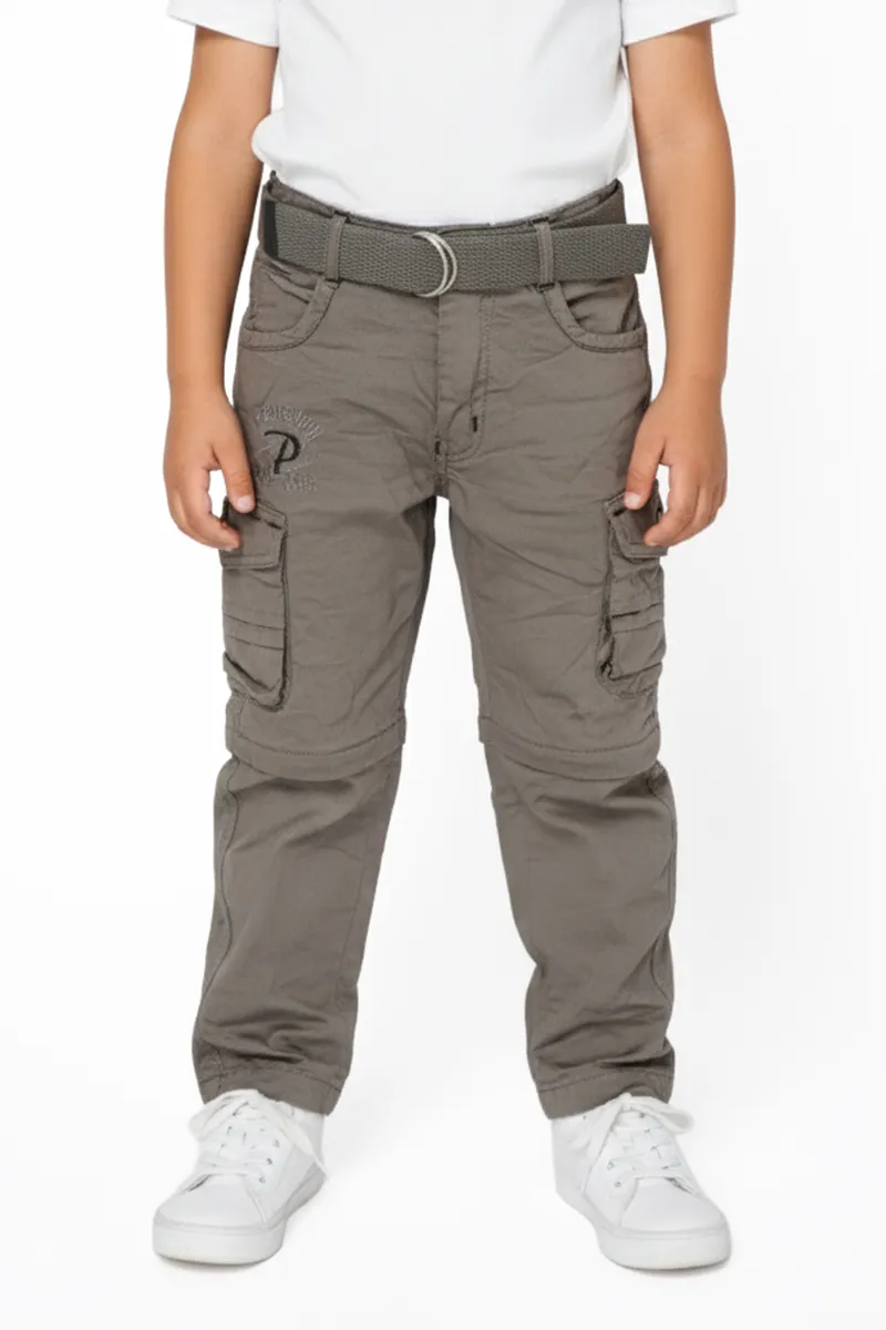 Boy's Cotton Blend Regular Fit 2 in 1 Capri Pant/Shorts - Grey CLBCP006GRE56YR