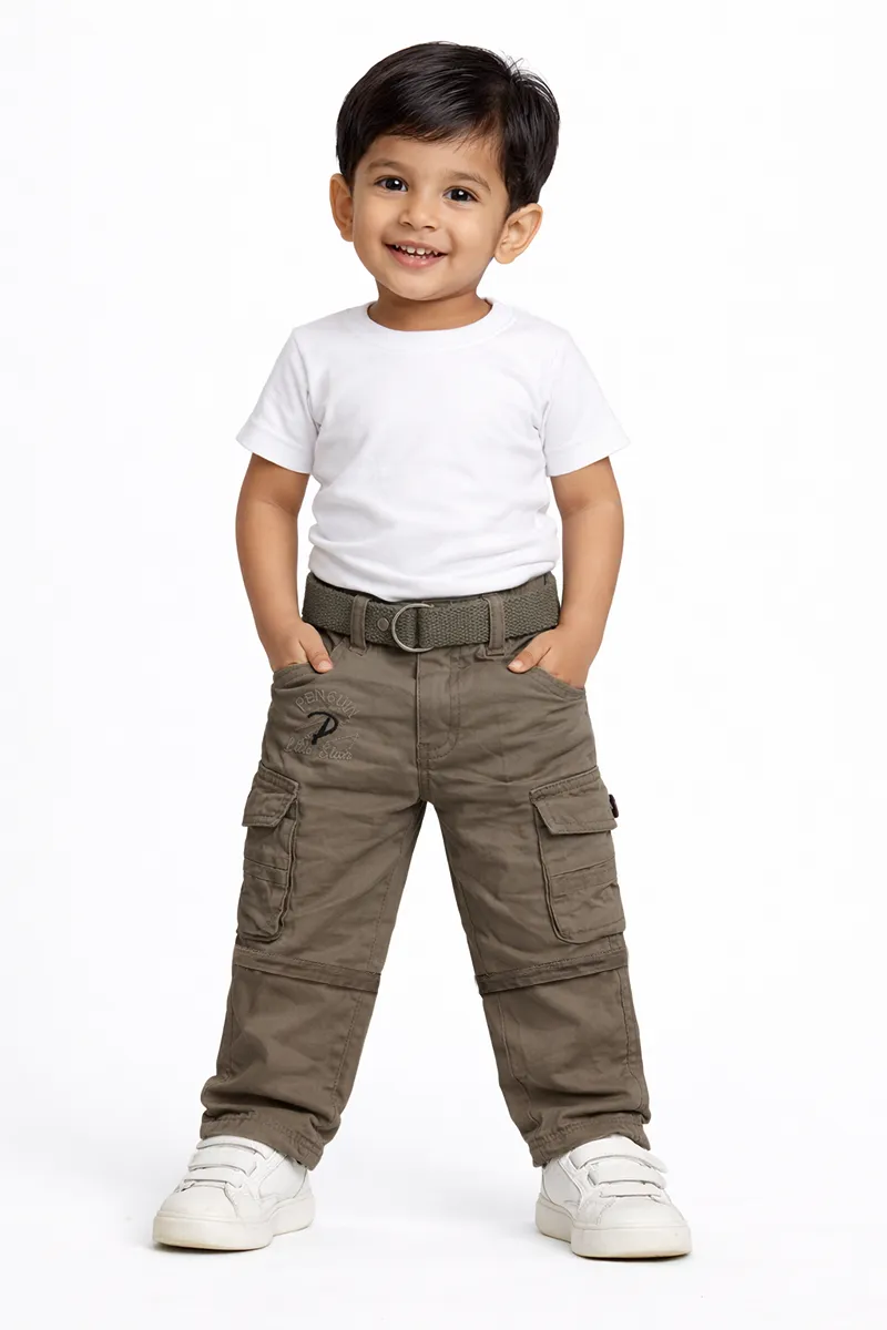 Boy's Cotton Blend Regular Fit 2 in 1 Capri Pant/Shorts - Sage CLBCP006SAG56YR
