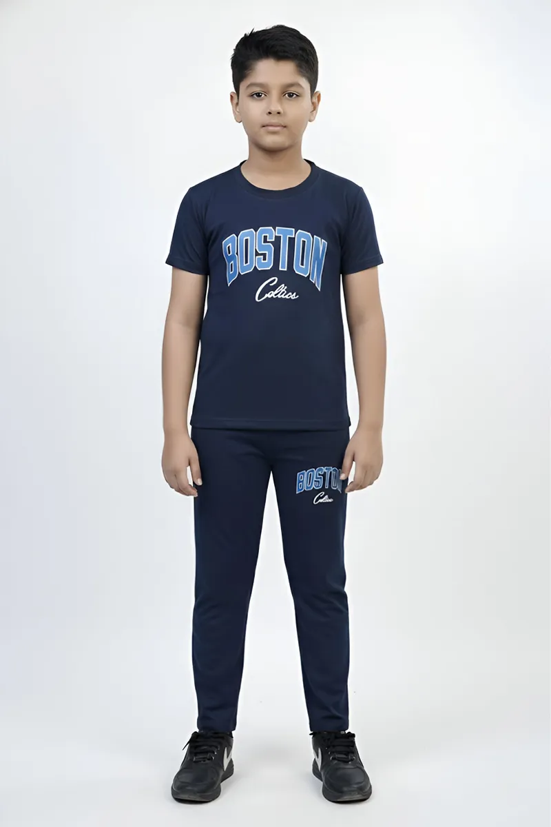 Tencel Printed Capri Pant and T-shirt Set for Boys - Blue CLBCS0013BLU45YR