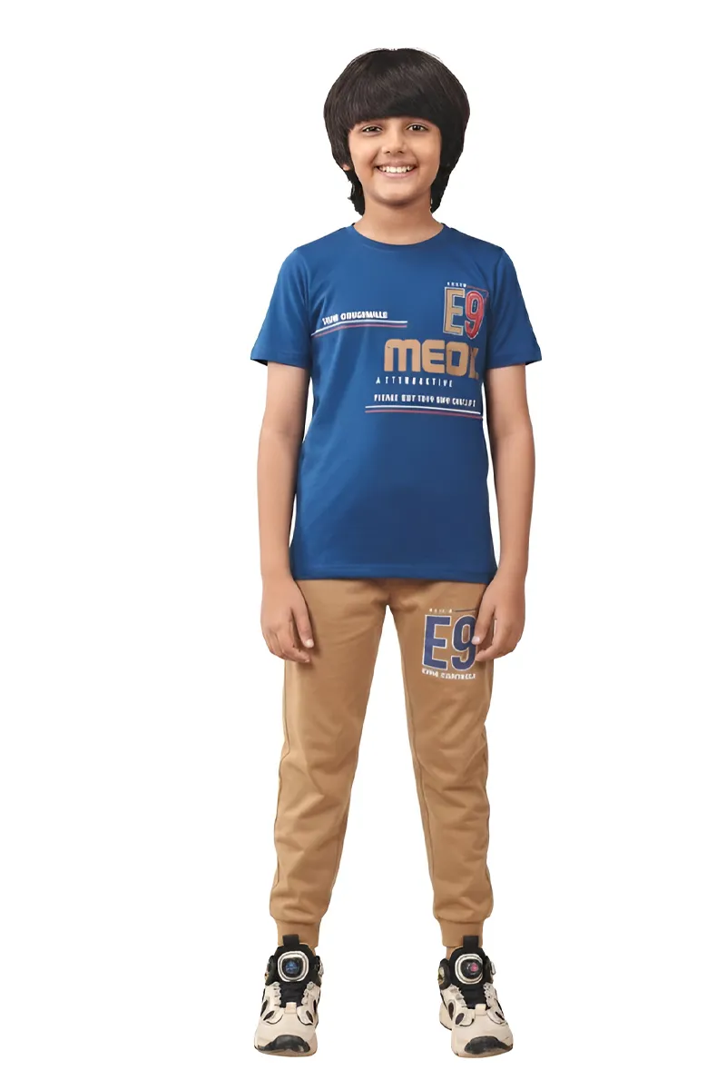 Printed T-Shirt and Pant Set for Boys - Blue - CLBCS0044BLU12YR